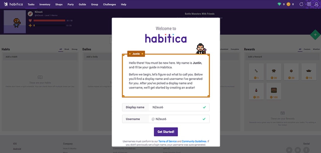 Habitica-UX-Example