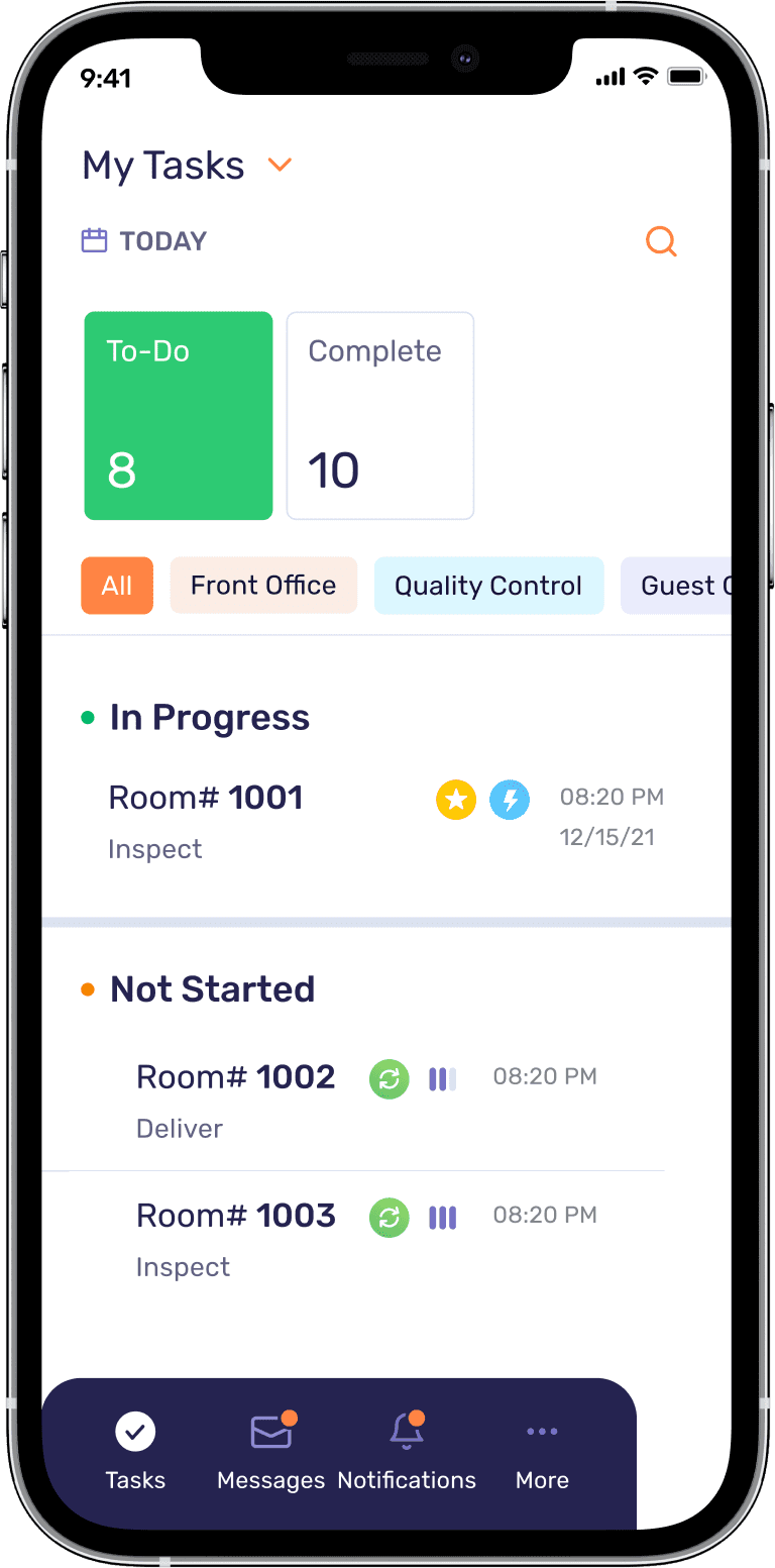 Image of my task section in mobile application of xenia