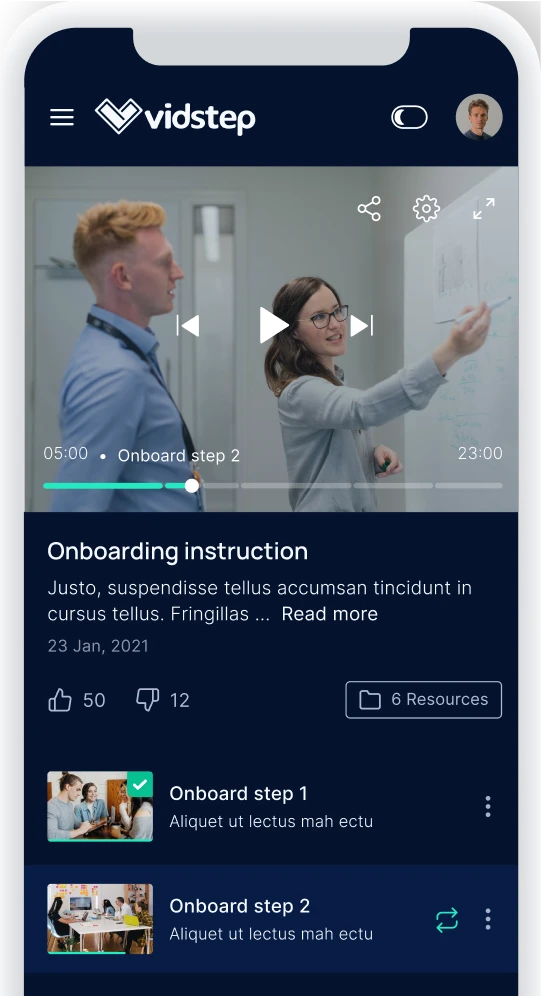 The illustration of the mobile application of vidstep