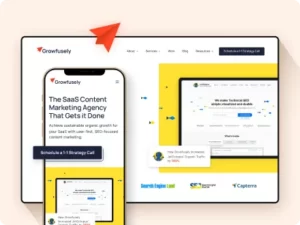 Image showcasing Mockup Design of website and mobile app of Project Growfusely